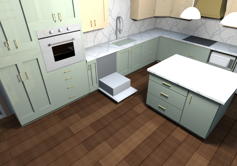 Dishwasher current (v0.1.3, 36 in island): beside the sink
