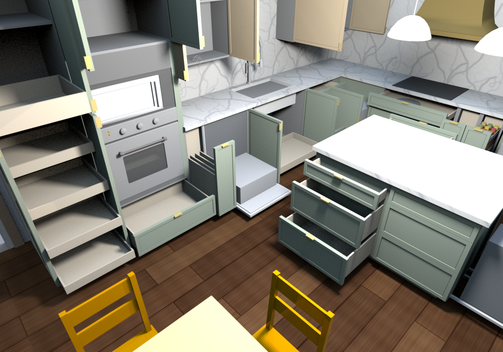 Everything open (v0.1.10), from above the dining side