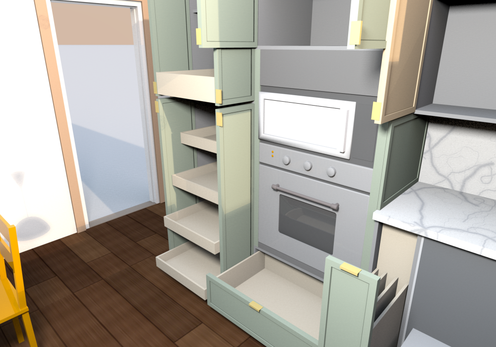Everything open (v0.1.10), oven tower and pantry from the island