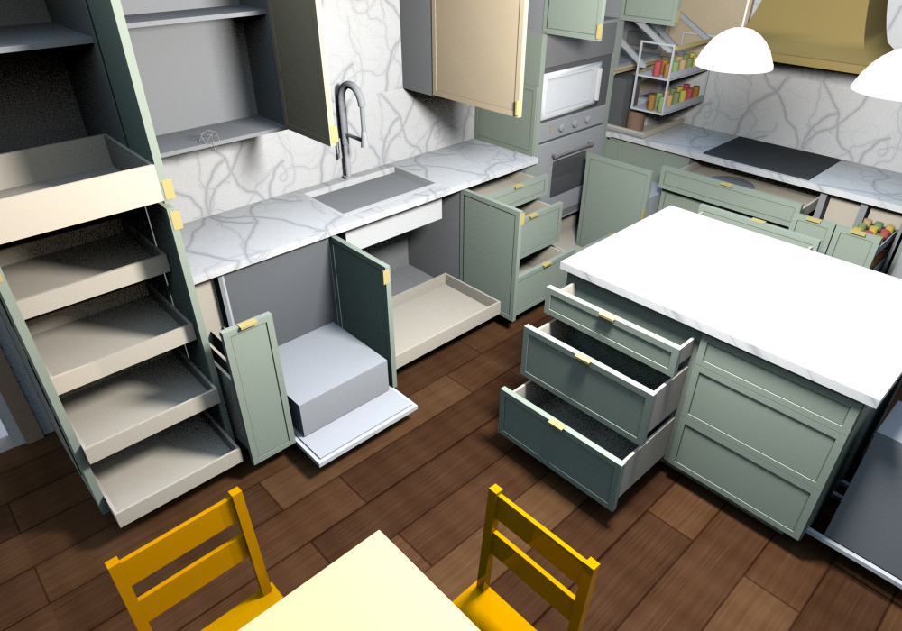 Everything open (v0.1.12), from above the dining side