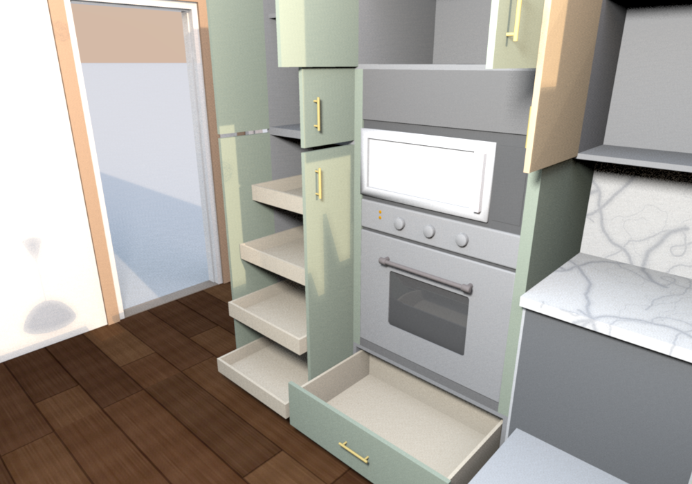 Everything open (v0.1.6), oven tower and pantry from the island