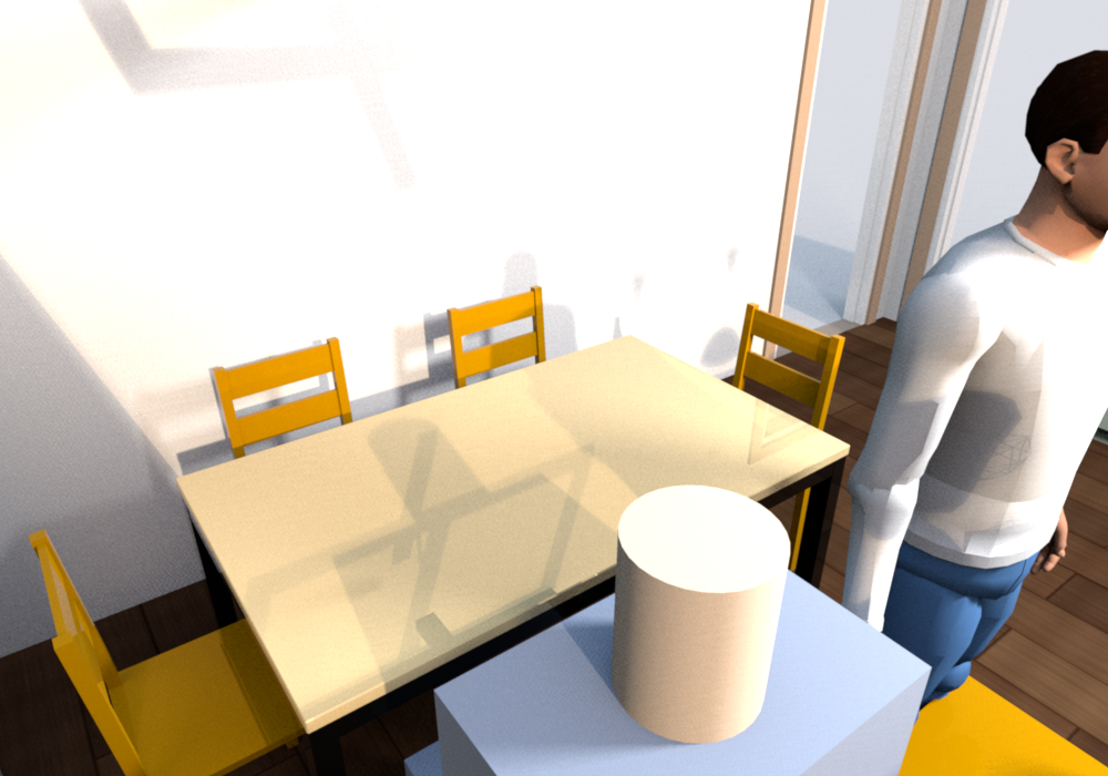 A, table as drawn: the wall side and the slider end from the north-west